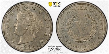 1883 5C No CENTS AU55