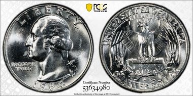 1964-D 25C FS-503, Repunched Mintmark MS63