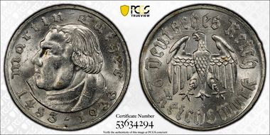 1933-A 2 Mk Luther J-352 MS63