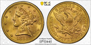 1885-S $5 MS63