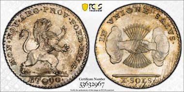 1790 10 Sol KM-46  Brussels Ag MS64