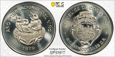 1979 100 Col Year of the Child KM-206  Ag MS67