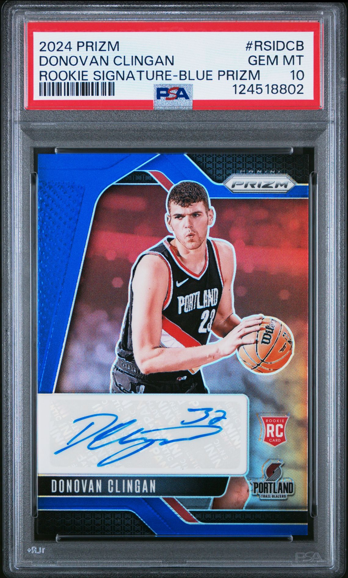 2024 Panini PANINI PRIZM ROOKIE SIGNATURES BLUE PRIZM #RSIDCB Donovan Clingan front