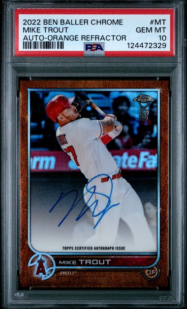 2022 Topps TOPPS CHROME BEN BALLER AUTOGRAPHS Orange #MT Mike Trout front
