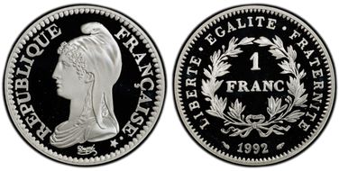 1992 1 Fr République Ag PR70DCAM