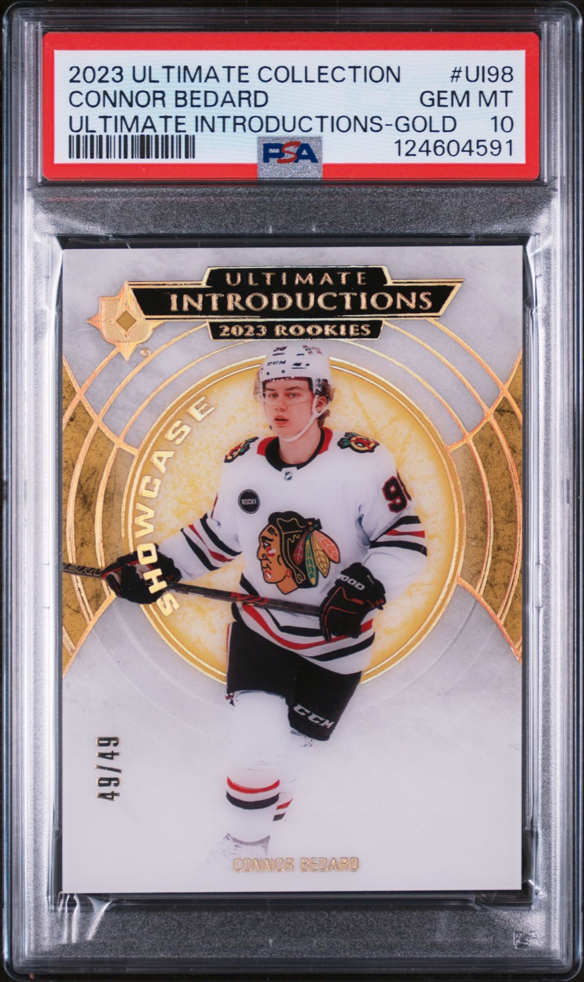 2023 Upper Deck UPPER DECK ULTIMATE COLLECTION ULTIMATE INTRODUCTIONS GOLD #UI98 Connor Bedard front