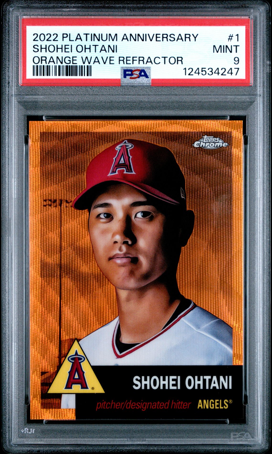 2022 Topps Topps Chrome ORANGE WAVE REFRACTOR #1 Shohei Ohtani front