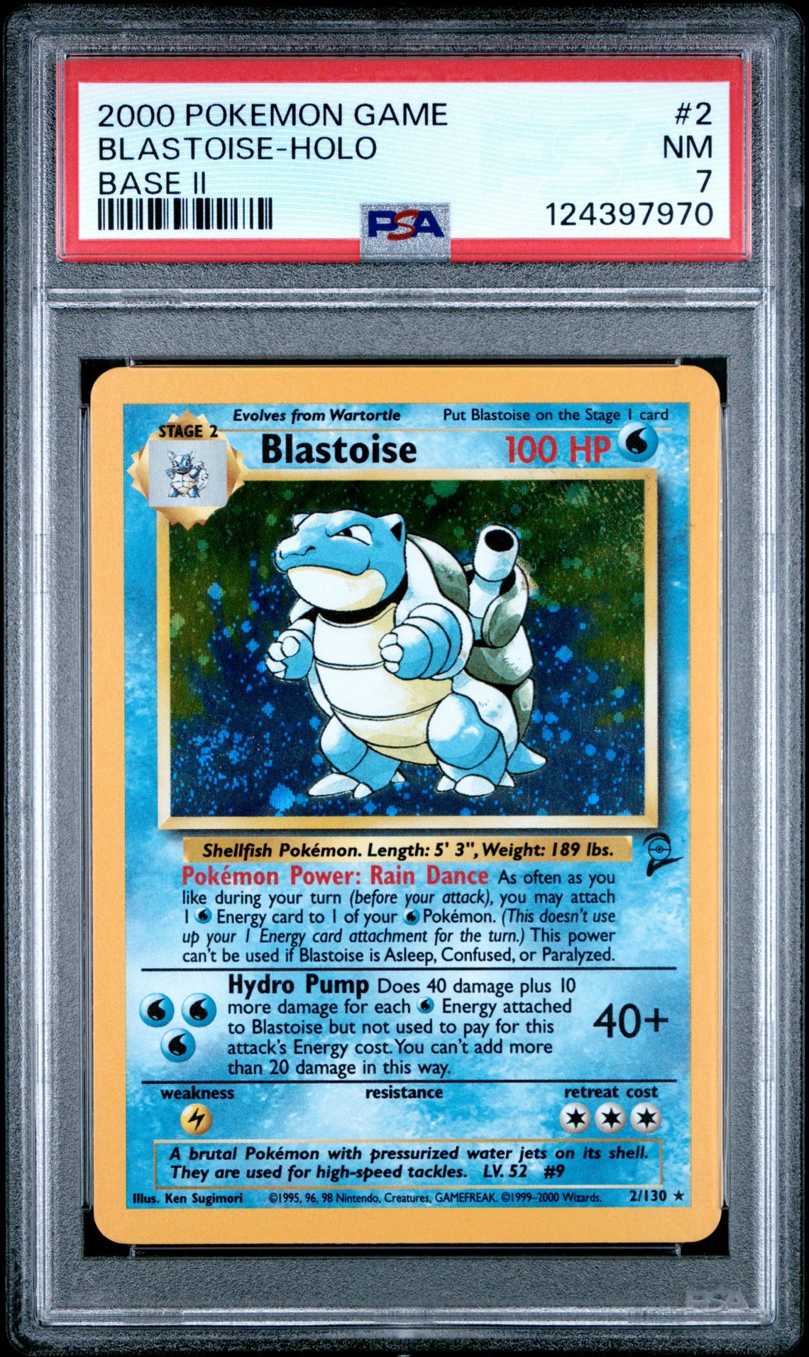 2000 Pokemon Game Base Ii Blastoise-Holo #2 (Base Ii) Nm 7 front