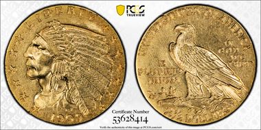 1909 $2.50 MS62