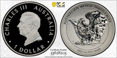 2025-P $1 Wedge-Tailed Eagle 1oz Ag Enhanced Rev PR UHR PR70DCAM
