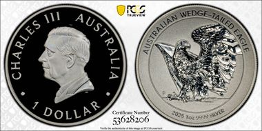 2025-P $1 Wedge-Tailed Eagle 1oz Ag Enhanced Rev PR UHR PR70DCAM