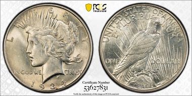 1934-D $1 AU58