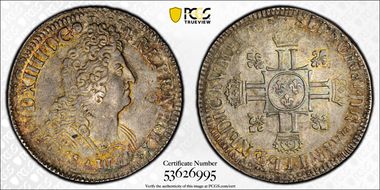 1705-T Ecu Gad-224 Flan réformé AU58