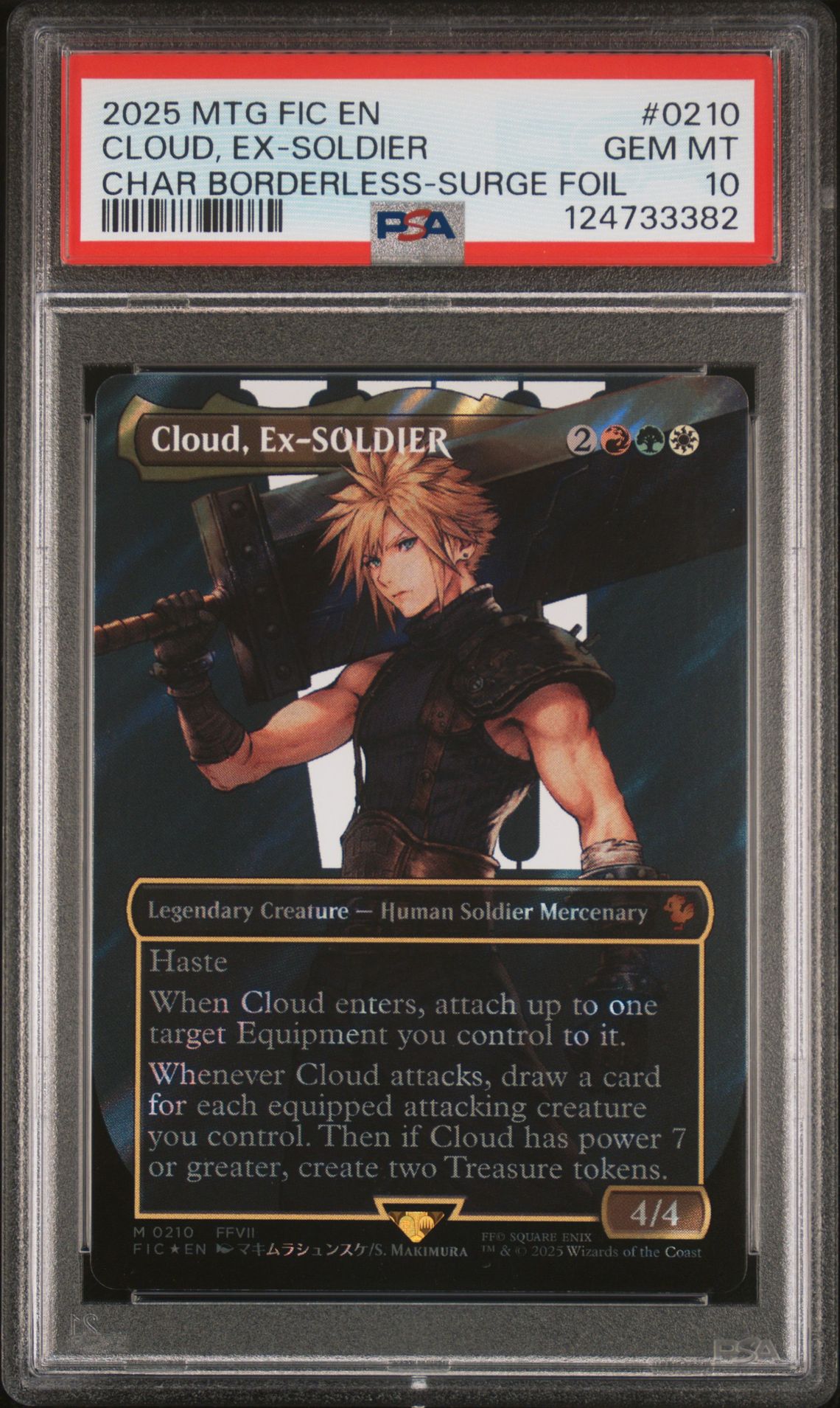 2025 MTG MAGIC THE GATHERING FINAL FANTASY COMMANDER CHAR BORDERLESS-SURGE FOIL #0210 Cloud, Ex-Soldier front