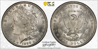 1888 $1 VAM 6, Doubled Reverse MS65