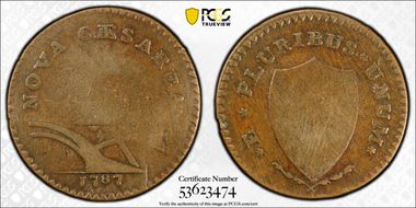 1787 NJ 1/2P Hidden WM in Sprig, Maris 62-q VG10BN