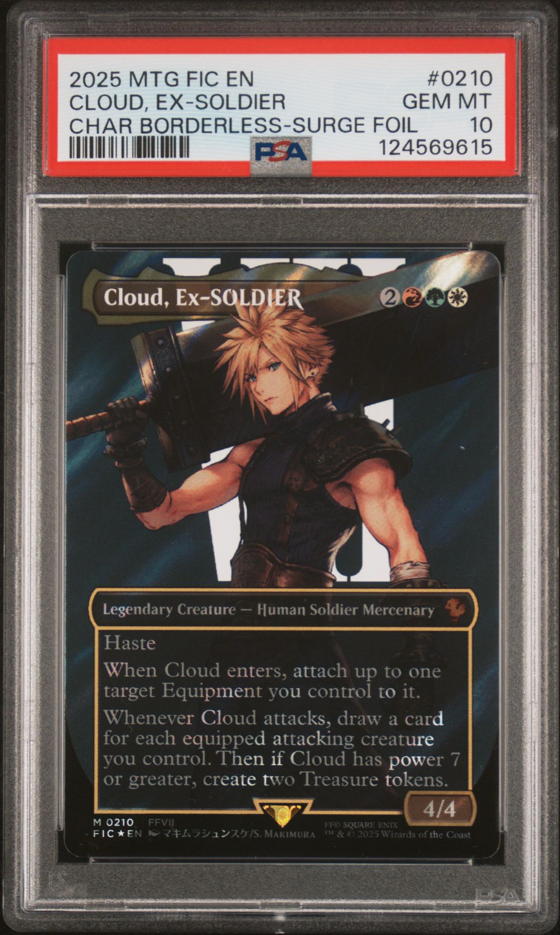 2025 MTG MAGIC THE GATHERING FINAL FANTASY COMMANDER CHAR BORDERLESS-SURGE FOIL #0210 Cloud, Ex-Soldier front
