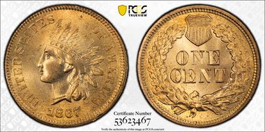 1867 1C MS66RD
