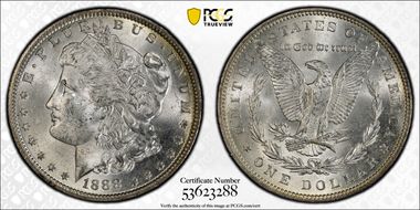 1888 $1 VAM 11, Doubled Ear MS63