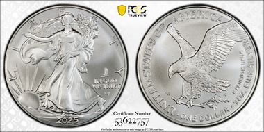 2025-(P) $1 Silver Eagle with Eagle Privy Struck at Philadelphia MS69