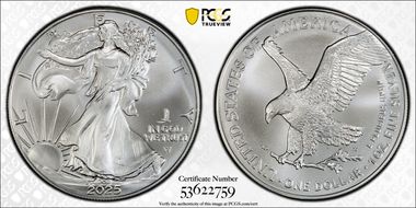 2025-(P) $1 Silver Eagle with Eagle Privy Struck at Philadelphia MS70