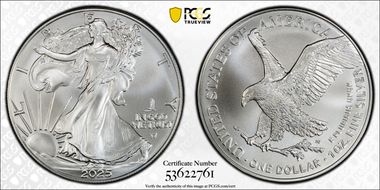 2025-(P) $1 Silver Eagle with Eagle Privy Struck at Philadelphia MS69