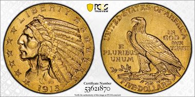 1915 $5 MS62