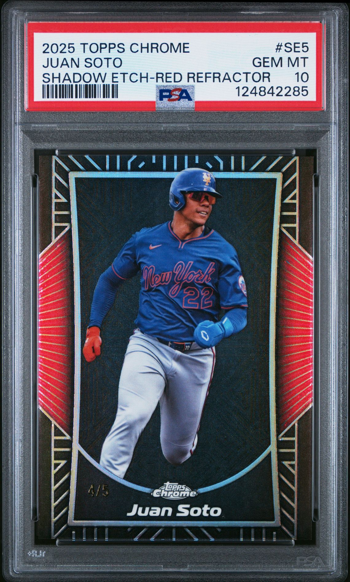 2025 Topps TOPPS CHROME SHADOW ETCH RED REFRACTOR #SE5 Juan Soto front