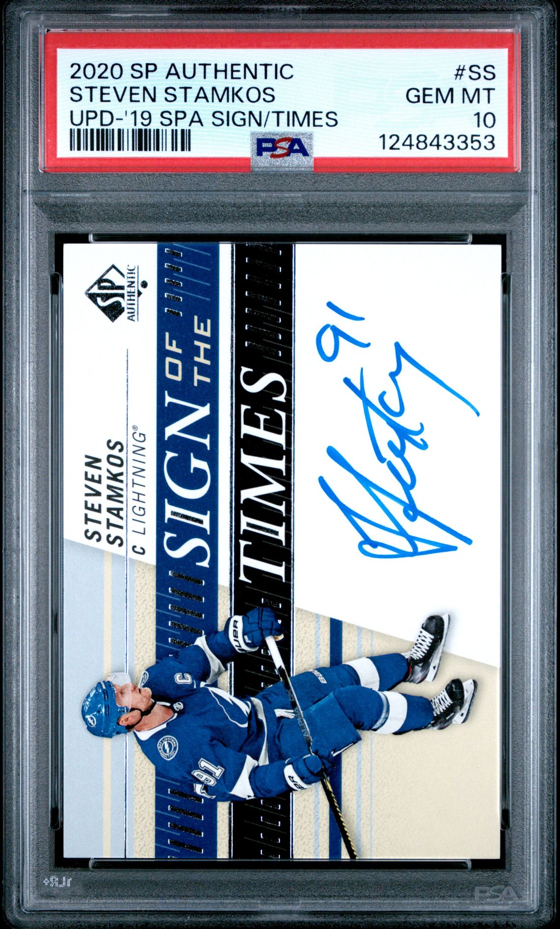 2020 Sp Authentic Update Steven Stamkos #Ss (Upd-'19 Spa Sign/Times) Gem Mt 10 front