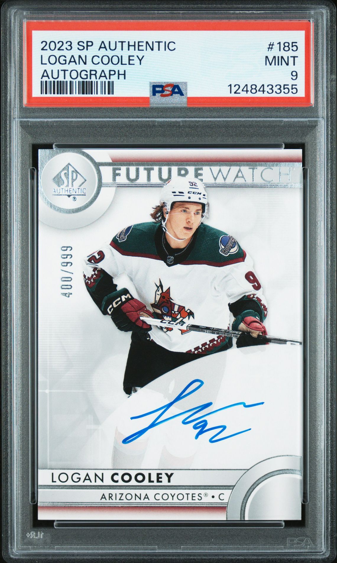 2023 Sp Authentic Logan Cooley #185 (Autograph) Mint 9 front