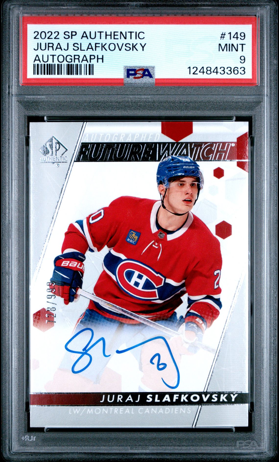 2022 Sp Authentic Juraj Slafkovsky #149 (Autograph) Mint 9 front