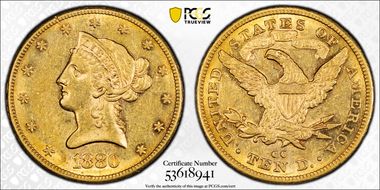 1880-CC $10 AU58