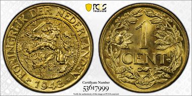 1943-P 1C KM-10 Brass MS66