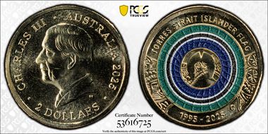 2025-C $2 Torres Strait Islander Flag Colorized  AlBr MS69