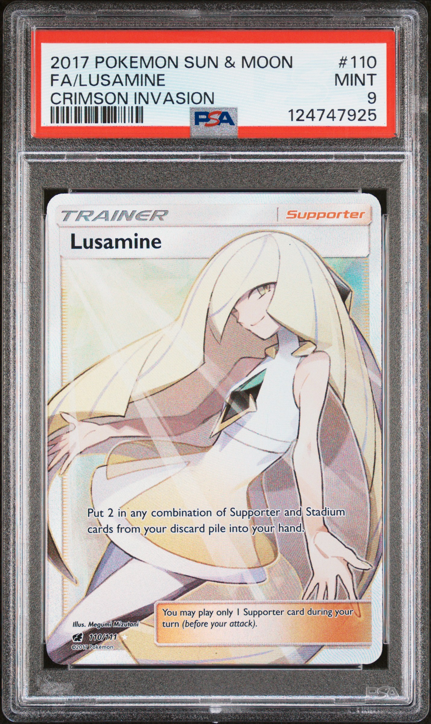 2017 #110 Full Art/Lusamine PSA 9 Sun & Moon Crimson Invasion
