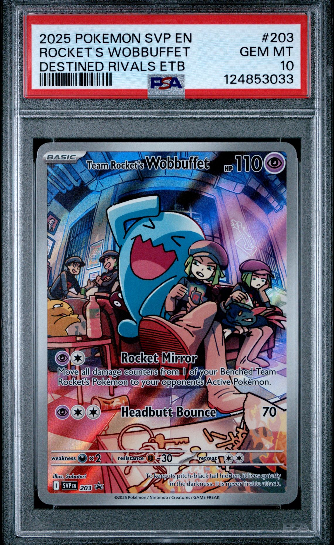 2025 Pokemon POKEMON SVP EN-SV BLACK STAR PROMO DESTINED RIVALS ETB #203 Rocket's Wobbuffet front