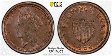 1864 CWT F-49/343a, Union For Ever MS65BN