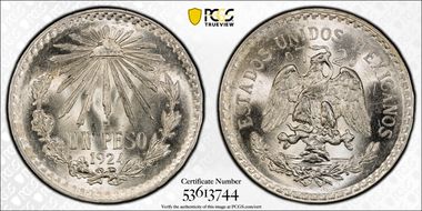 1924-M Peso KM-455 Ag MS65