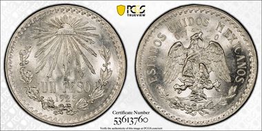1925-M Peso KM-455  Ag MS65