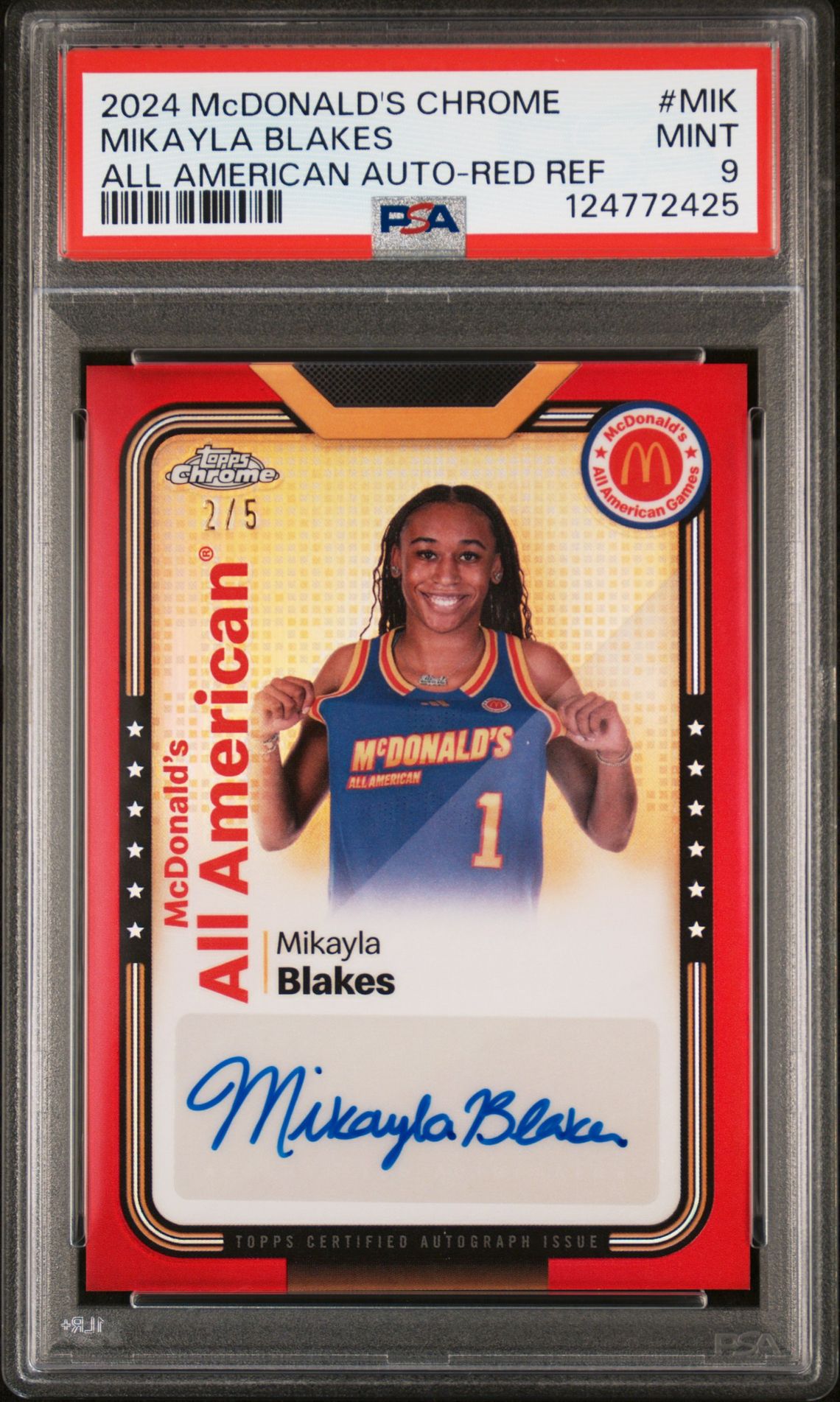 2024 Topps Chrome TOPPS CHROME MCDONALD'S ALL AMERICAN ALL AMERICAN AUTOGRAPHS RED REF #MIK Mikayla Blakes front