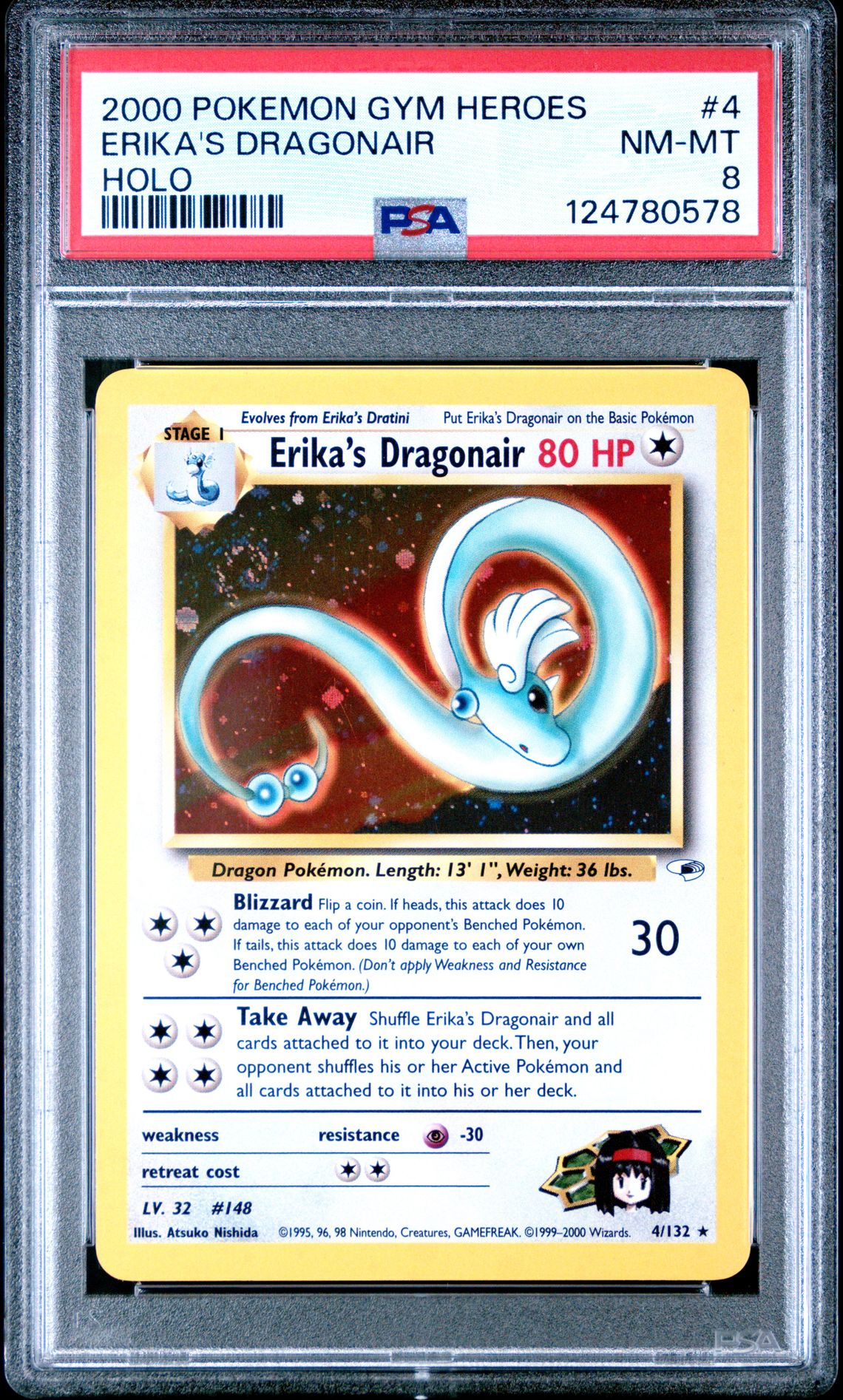 2000 Pokemon POKEMON GYM HEROES HOLO #4 Erika's Dragonair front