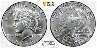 2025 $1 Peace Dollar MS70