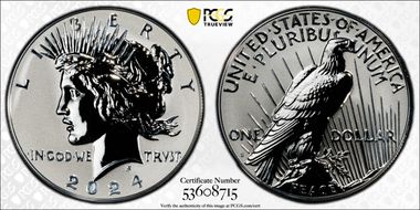 2024-S $1 Peace Dollar Rev PR Two-Coin Reverse Proof Set PR70