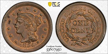 1854 1C MS63BN