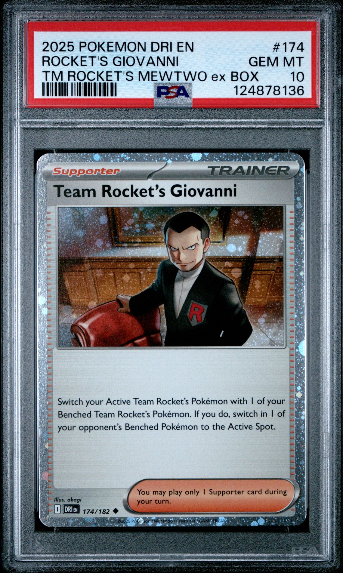 2025 Pokemon POKEMON DRI EN-DESTINED RIVALS TM ROCKET'S MEWTWO EX BOX #174 Rocket's Giovanni front