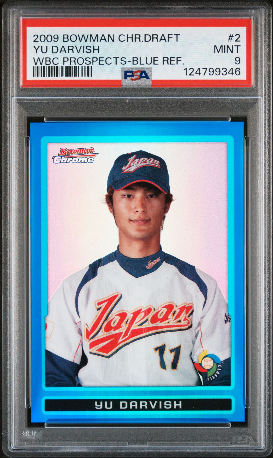 2009 Bowman BOWMAN CHROME DRAFT WBC PROSPECTS Blue Refractor #2 Yu Darvish front