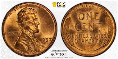1957-D 1C MS65RD