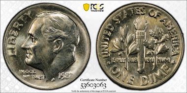 1982 10C No Mintmark - Weak MS65