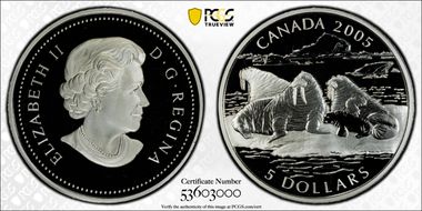 2005 $5 Walrus PR69DCAM