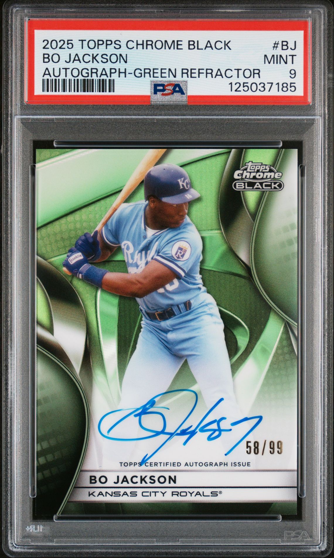 2025 Topps TOPPS CHROME BLACK AUTOGRAPHS GREEN REFRACTOR #BJ Bo Jackson front